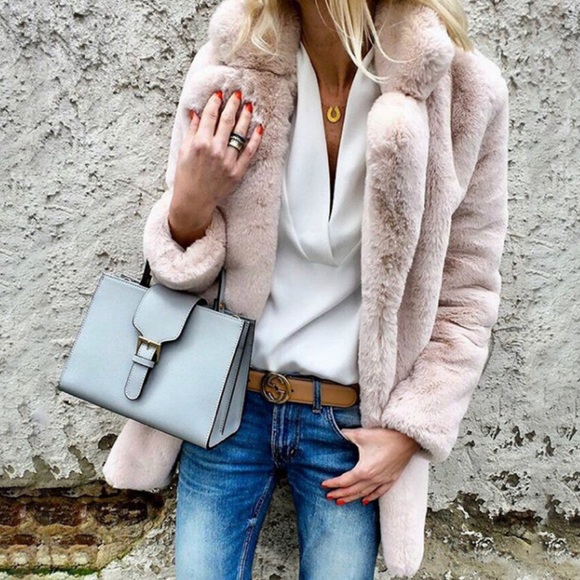 Blush Color Faux Fur Jacket - Picture 1 of 5